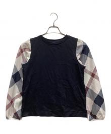 BLUE LABEL CRESTBRIDGE（ブルーレーベルクレストブリッジ）の古着「チェックスリーブプルオーバー」｜ブラック×ホワイト