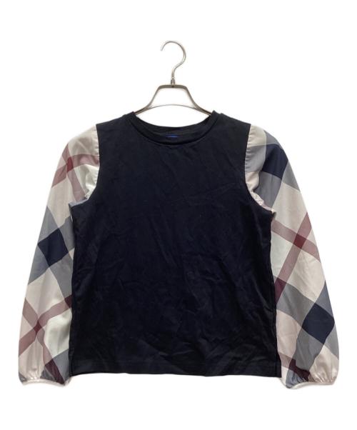 BLUE LABEL CRESTBRIDGE（ブルーレーベルクレストブリッジ）BLUE LABEL CRESTBRIDGE (ブルーレーベルクレストブリッジ) チェックスリーブプルオーバー ブラック×ホワイト サイズ:38の古着・服飾アイテム