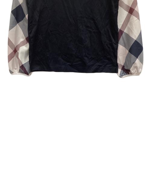 BLUE LABEL CRESTBRIDGE（ブルーレーベルクレストブリッジ）BLUE LABEL CRESTBRIDGE (ブルーレーベルクレストブリッジ) チェックスリーブプルオーバー ブラック×ホワイト サイズ:38の古着・服飾アイテム