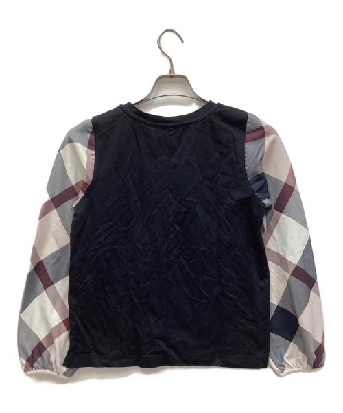 BLUE LABEL CRESTBRIDGE（ブルーレーベルクレストブリッジ）BLUE LABEL CRESTBRIDGE (ブルーレーベルクレストブリッジ) チェックスリーブプルオーバー ブラック×ホワイト サイズ:38の古着・服飾アイテム