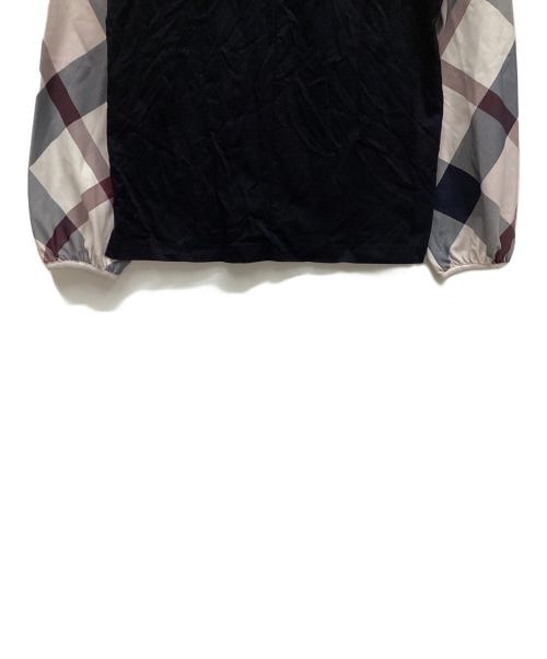 BLUE LABEL CRESTBRIDGE（ブルーレーベルクレストブリッジ）BLUE LABEL CRESTBRIDGE (ブルーレーベルクレストブリッジ) チェックスリーブプルオーバー ブラック×ホワイト サイズ:38の古着・服飾アイテム