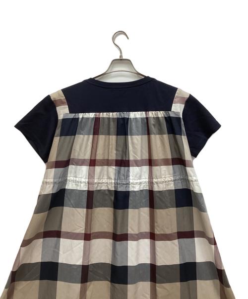 BLUE LABEL CRESTBRIDGE（ブルーレーベルクレストブリッジ）BLUE LABEL CRESTBRIDGE (ブルーレーベルクレストブリッジ) コンパクトクリアーポンチチェックコンビドレス ブラック×ホワイト サイズ:38の古着・服飾アイテム