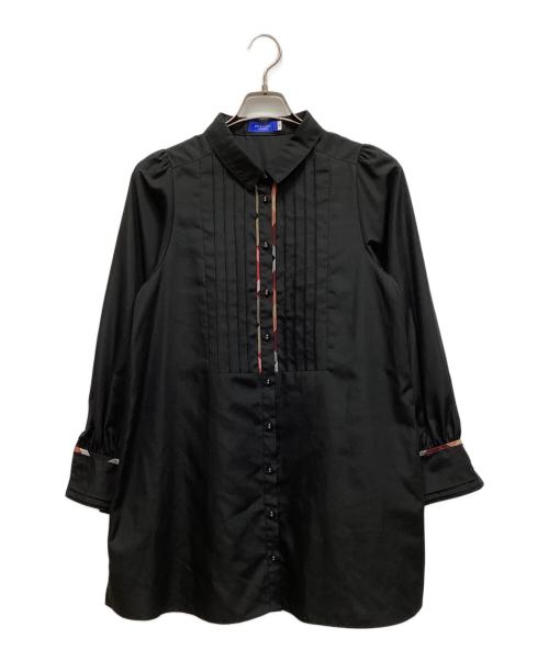 BLUE LABEL CRESTBRIDGE（ブルーレーベルクレストブリッジ）BLUE LABEL CRESTBRIDGE (ブルーレーベルクレストブリッジ) コットンライクスパンローンブラウス ブラック サイズ:38の古着・服飾アイテム