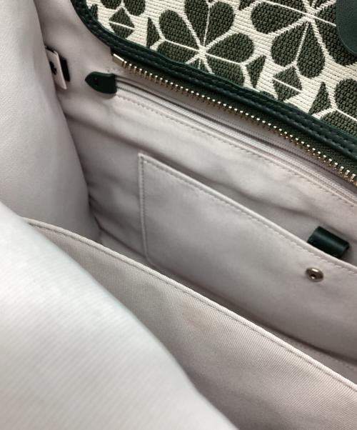 Kate Spade（ケイトスペード）Kate Spade (ケイトスペード) フラワージャガードストライプミディアムトートバッグ グリーンの古着・服飾アイテム