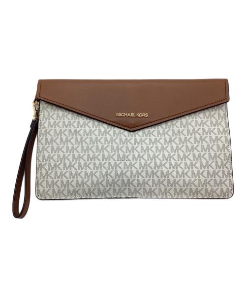MICHAEL KORS（マイケルコース）MICHAEL KORS (マイケルコース) クラッチバッグ ブラウン×アイボリーの古着・服飾アイテム