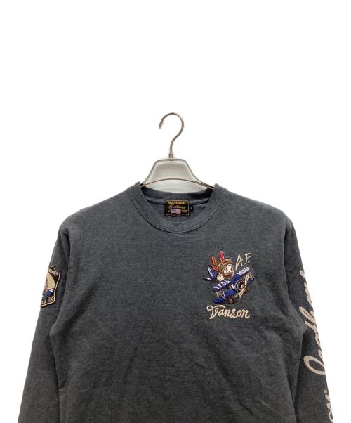 VANSON（バンソン）VANSON (バンソン) 長袖カットソー グレー サイズ:Lの古着・服飾アイテム
