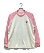 AAPENOW-）の古着「ロングスリーブTシャツ」｜ピンク×アイボリー