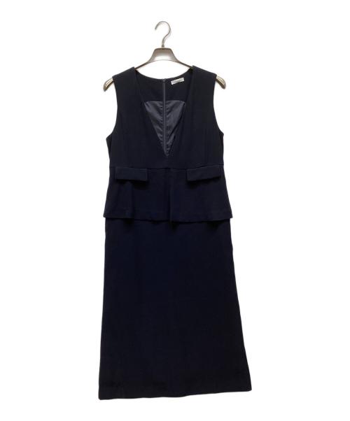 a.v.v（アーヴェヴェ）a.v.v (アーヴェヴェ) ペプラムドッキングワンピース ネイビー サイズ:Lの古着・服飾アイテム