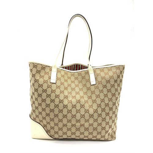 GUCCI（グッチ）GUCCI (グッチ) トートバッグ ブラウン×ホワイト ニューブリット 169945 キャンバス×レザー 169945の古着・服飾アイテム