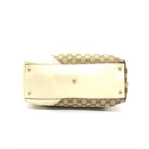 GUCCI（グッチ）GUCCI (グッチ) トートバッグ ブラウン×ホワイト ニューブリット 169945 キャンバス×レザー 169945の古着・服飾アイテム