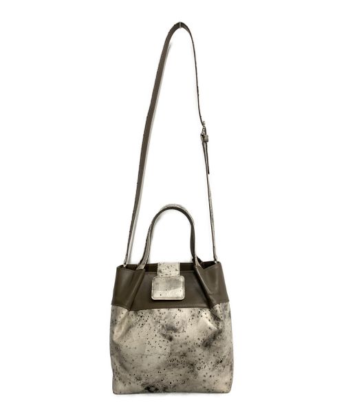 HIROKO HAYASHI（ヒロコ ハヤシ）HIROKO HAYASHI (ヒロコ ハヤシ) クレーパ 2WAYバッグ グレー×ブラウンの古着・服飾アイテム