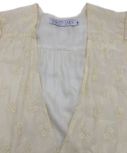 CHRISTYDAWN（CHRISTYDAWN）CHRISTYDAWN (CHRISTYDAWN) アップサイクル刺繍カシュクールワンピース イエロー サイズ:Sの古着・服飾アイテム
