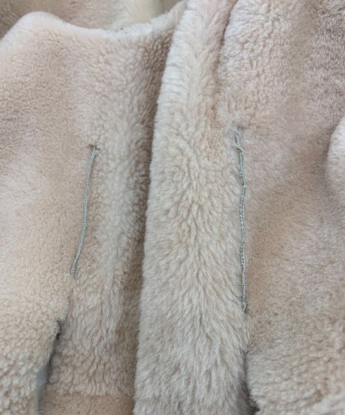 DRAWER（ドゥロワー）DRAWER (ドゥロワー) シープムートンノーカラーコート ピンク サイズ:36の古着・服飾アイテム