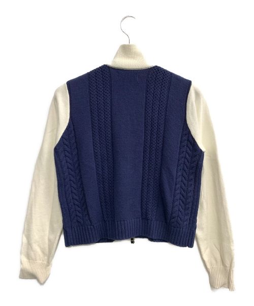 BoTT（ボット）BoTT (ボット) TTT MSW (ティー) Zip Up Polo ジップアップニットポロシャツ ホワイト×ネイビー サイズ:Sの古着・服飾アイテム