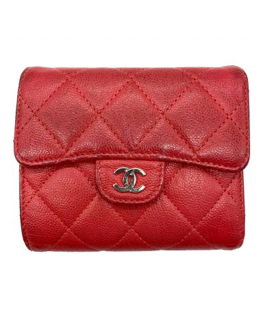 シャネル 三つ折り財布 マトラッセ キャビア ブラック Ts777261 中古 マトラッセ シャネル 財布 三つ折り スモールフラップウォレット