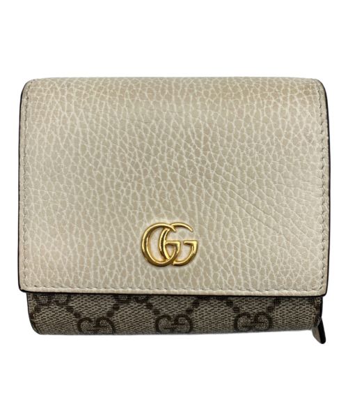 GUCCI（グッチ）GUCCI (グッチ) 2つ折り財布 GG ベージュ×ホワイト ベージュの古着・服飾アイテム
