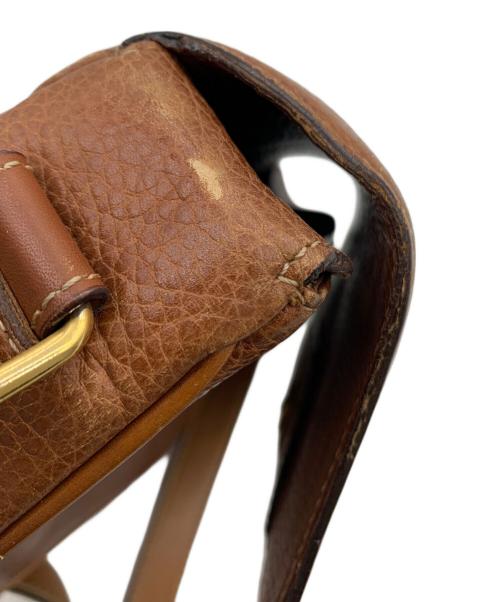 CELINE（セリーヌ）CELINE (セリーヌ) レザーショルダーバッグ サークルロゴ ブラウンの古着・服飾アイテム