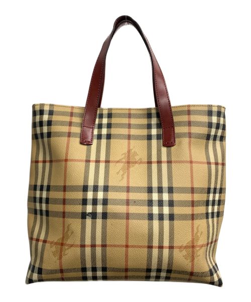 BURBERRY LONDON（バーバリーロンドン）BURBERRY LONDON (バーバリーロンドン) ハンドバッグ チェック ベージュ×レッドの古着・服飾アイテム