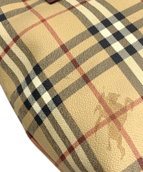 BURBERRY LONDON（バーバリーロンドン）BURBERRY LONDON (バーバリーロンドン) ハンドバッグ チェック ベージュ×レッドの古着・服飾アイテム