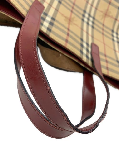 BURBERRY LONDON（バーバリーロンドン）BURBERRY LONDON (バーバリーロンドン) ハンドバッグ チェック ベージュ×レッドの古着・服飾アイテム
