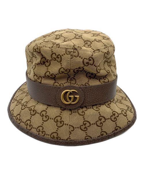 GUCCI（グッチ）GUCCI (グッチ) フェドラハット GGキャンバス ブラウン サイズ:M 58cmの古着・服飾アイテム