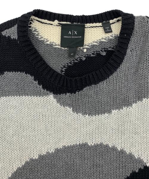 ARMANI EXCHANGE（アルマーニ エクスチェンジ）ARMANI EXCHANGE (アルマーニ エクスチェンジ) クルーネックニット グレー×ブラック サイズ:XSの古着・服飾アイテム