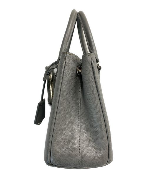 PRADA（プラダ）PRADA (プラダ) ガレリア サフィアーノ ルクス レザー ミニ ハンドバッグ グレーの古着・服飾アイテム