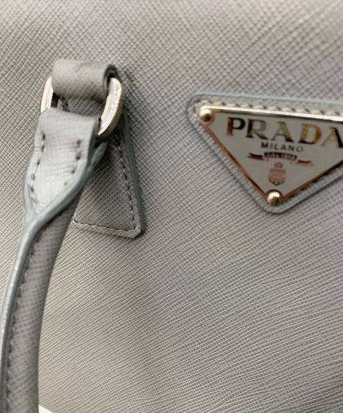 PRADA（プラダ）PRADA (プラダ) ガレリア サフィアーノ ルクス レザー ミニ ハンドバッグ グレーの古着・服飾アイテム