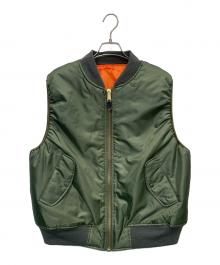 THRIFTY LOOK（スリフティールック）の古着「MA-1 BLACKPANTHER VEST」｜グリーン