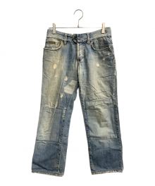 DOLCE & GABBANA（ドルチェ＆ガッバーナ）の古着「00sバックペイントダメージデニムパンツ」｜ブルー