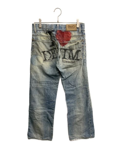DOLCE & GABBANA（ドルチェ＆ガッバーナ）DOLCE & GABBANA (ドルチェ＆ガッバーナ) 00sバックペイントダメージデニムパンツ ブルー サイズ:W29の古着・服飾アイテム