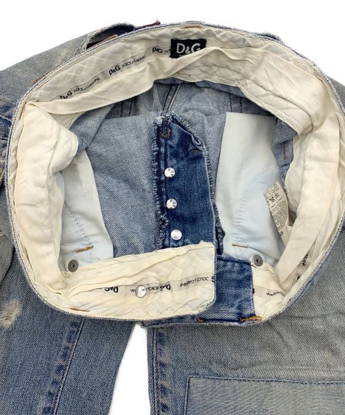 DOLCE & GABBANA（ドルチェ＆ガッバーナ）DOLCE & GABBANA (ドルチェ＆ガッバーナ) 00sバックペイントダメージデニムパンツ ブルー サイズ:W29の古着・服飾アイテム