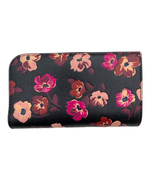 Kate Spade（ケイトスペード）Kate Spade (ケイトスペード) デヴィンフォールポピーズミディアムバイフォールドウォレット ブラック×ピンクの古着・服飾アイテム