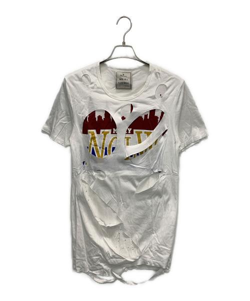 Maison MIHARA YASUHIRO（メゾン ミハラ ヤスヒロ）Maison MIHARA YASUHIRO (メゾン ミハラ ヤスヒロ) ダメージ加工レイヤードカットソー ホワイト サイズ:44の古着・服飾アイテム