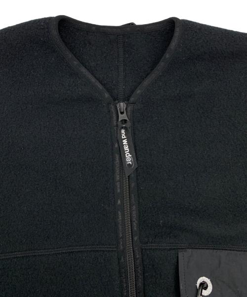 and wander（アンドワンダー）and wander (アンドワンダー) ウールフリースカーディガン ブラック サイズ:Sの古着・服飾アイテム