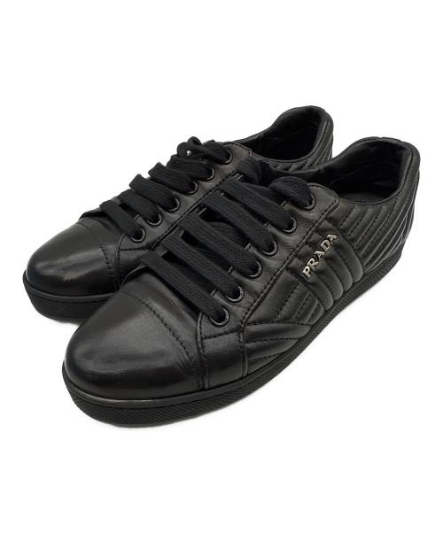 PRADA（プラダ）PRADA (プラダ) ナッパレザースニーカー ブラック サイズ:36の古着・服飾アイテム