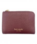 Kate Spadeケイトスペード）の古着「アヴァ カラーブロックド ジップ バイフォールド ウォレット」｜バーガンディー