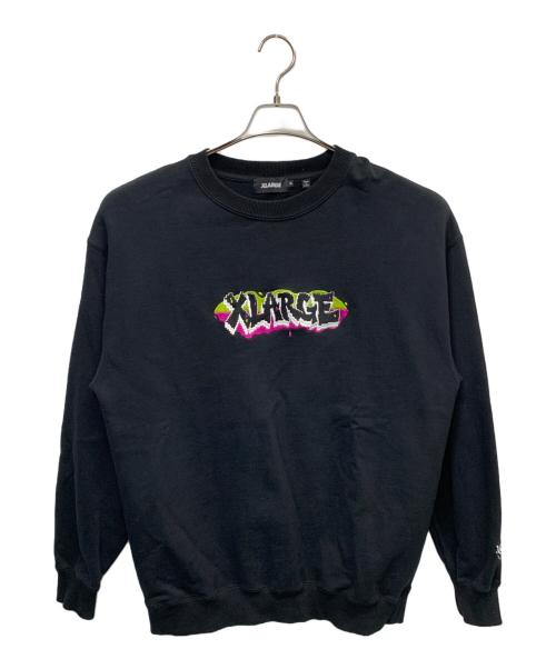 X-LARGE（エクストララージ）X-LARGE (エクストララージ) 刺繍ロゴスウェット ブラック サイズ:Mの古着・服飾アイテム
