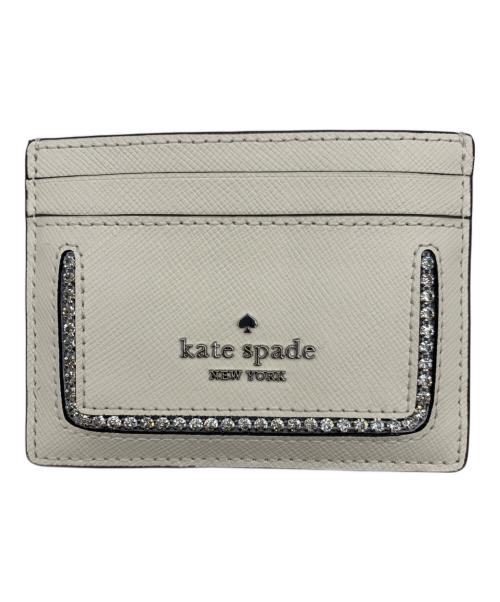 Kate Spade（ケイトスペード）Kate Spade (ケイトスペード) マディソン フェイク クリスタル インレイ スモール スリム カード ホルダー ホワイトの古着・服飾アイテム