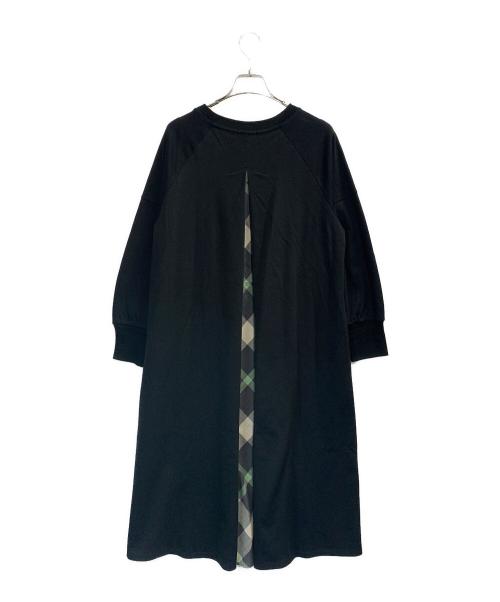CRESTBRIDGE（クレストブリッジ）CRESTBRIDGE (クレストブリッジ) バックチェック切替ラグランポンチワンピース ブラック サイズ:Mの古着・服飾アイテム