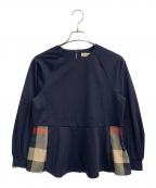 CRESTBRIDGEクレストブリッジ）の古着「シンメトリーチェック切替ペプラムブラウス」｜ネイビー