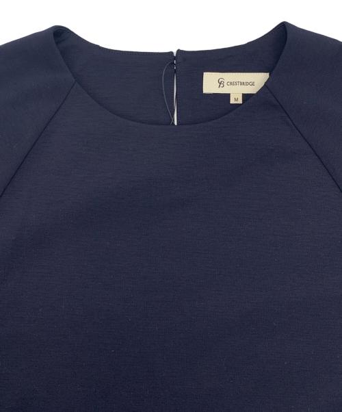 CRESTBRIDGE（クレストブリッジ）CRESTBRIDGE (クレストブリッジ) シンメトリーチェック切替ペプラムブラウス ネイビー サイズ:Mの古着・服飾アイテム