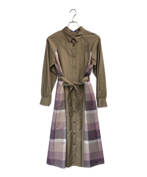 BLUE LABEL CRESTBRIDGE（ブルーレーベルクレストブリッジ）BLUE LABEL CRESTBRIDGE (ブルーレーベルクレストブリッジ) ソフトクリアツイルシャツドレス ブラウン サイズ:38の古着・服飾アイテム