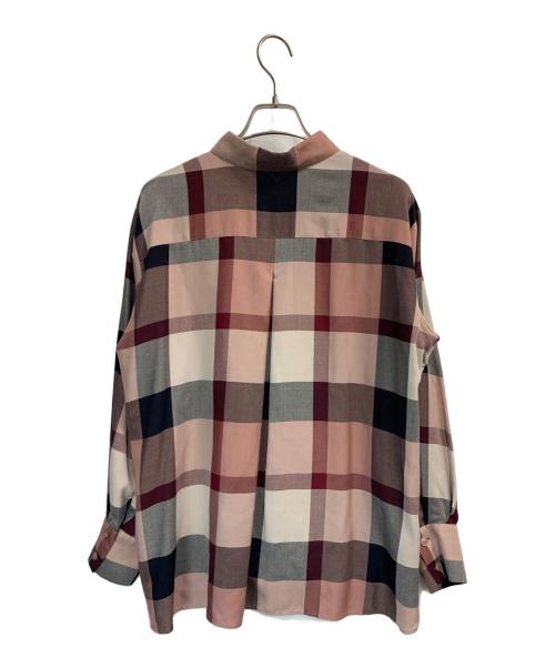 BLUE LABEL CRESTBRIDGE（ブルーレーベルクレストブリッジ）BLUE LABEL CRESTBRIDGE (ブルーレーベルクレストブリッジ) チェック柄レーヨン混シャツ ピンク サイズ:38の古着・服飾アイテム