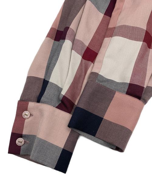 BLUE LABEL CRESTBRIDGE（ブルーレーベルクレストブリッジ）BLUE LABEL CRESTBRIDGE (ブルーレーベルクレストブリッジ) チェック柄レーヨン混シャツ ピンク サイズ:38の古着・服飾アイテム