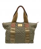 TORY BURCHトリーバーチ）の古着「キルティングトートバッグ」｜カーキ
