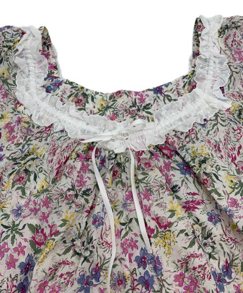 nanadecor（ナナデェコール）nanadecor (ナナデェコール) リバティプリントアネモネドレス ホワイト×ピンク サイズ:記載なしの古着・服飾アイテム