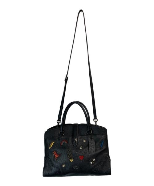 COACH（コーチ）COACH (コーチ) グレインレザーウィズスーベニア バッグ ブラックの古着・服飾アイテム