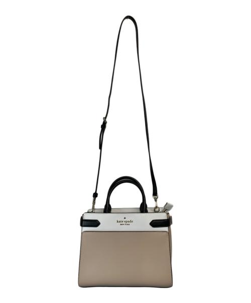Kate Spade（ケイトスペード）Kate Spade (ケイトスペード) ステイシー カラーブロック ラージ サッチェル ベージュ×ブラックの古着・服飾アイテム