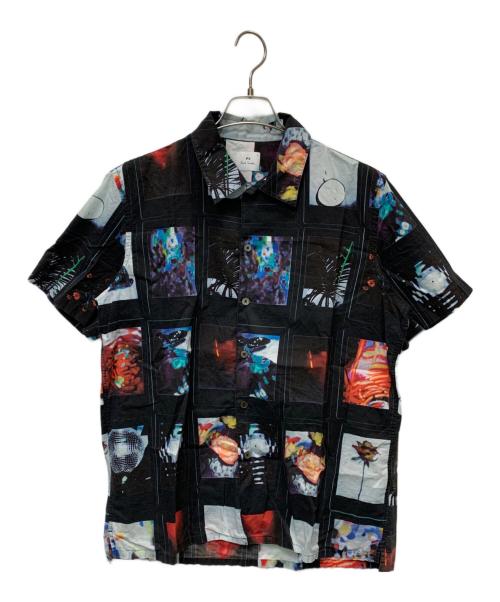 PS Paul Smith（ＰＳポールスミス）PS Paul Smith (ＰＳポールスミス) ブロッキンググラフィック プリントシャツ ブラック サイズ:Lの古着・服飾アイテム